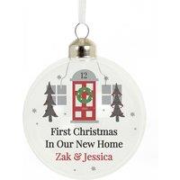 Personalised Memento Company Personalised Home For Christmas Glass Bauble in Clear