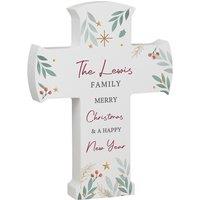 Personalised Memento Company Personalised Christmas Wooden Cross Ornament in White