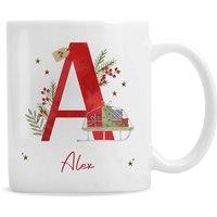 Personalised Memento Company Personalised Christmas Initial Mug in White