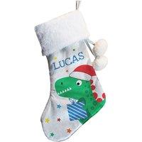 Personalised Memento Company Personalised Dinosaur Christmas Stocking in Grey