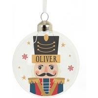 Personalised Memento Company Personalised Nutcracker Christmas Glass Bauble in Clear