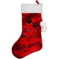 Personalised Memento Company Personalised Santa Paws Christmas Red Stocking