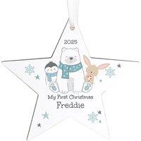 Personalised Memento Company Personalised Polar Bear Christmas Star Ornament in White
