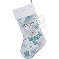 Personalised Memento Company Personalised Polar Bear Christmas Stocking in Grey