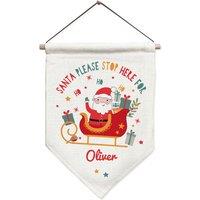 Personalised Memento Company Personalised Santa Stop Here Banner in Off-White