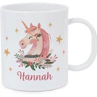 Personalised Memento Company Personalised Unicorn Christmas Plastic Mug in White