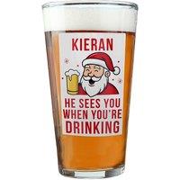 Personalised Memento Company Personalised Santa Pun Christmas Beer Glass in Clear