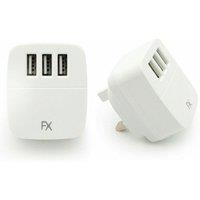 FX Powabud Mains 2 Port USB Or 3 Port 'USB Charger', White