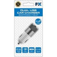FX Powabud 'Car Charger' 2.1A Twin USB Socket Universal Charger Silver