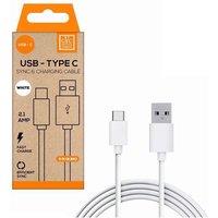 GVC USB to Type C 'Cable', For Phone Pad & PC Charging & Syncing in White