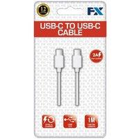 FX Braided USB-C to USB-C 'Data Cable' for Sync & Charge 1m in White