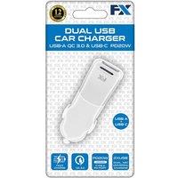 FX 'Car Fast Charger' Dual USB - USB-A PD20W + USB-A QC3.0 White