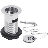 Balterley Basin Waste with Brass Plug & Ball Chain, 60mm x 88mm - Chrome in Silver