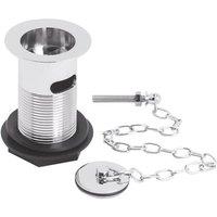 Balterley Round Basin Waste with Brass Plug & Link Chain, Slotted - Chrome in Silver