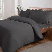 Smart Living Polycotton Jersey Melange Duvet Cover With Pillowcases in Charcoal | Size: Double