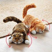 Coopers of Stortford Rolling Laughing Cat, Tabby or Ginger Soft Toy with Sound & Movement in Orange