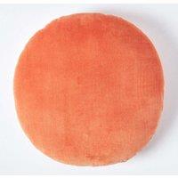 Homescapes Velvet Cushion, 40 cm Round in Burnt Orange | Size: 40 cm x 40 cm