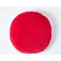 Homescapes Velvet Cushion, 40 cm Round in Red | Size: 40 cm x 40 cm