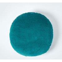 Homescapes Velvet Cushion, 40 cm Round in Emerald | Size: 40 cm x 40 cm