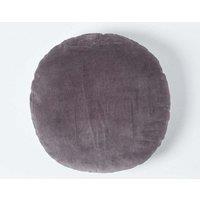 Homescapes Velvet Cushion, 40 cm Round in Dark Grey | Size: 40 cm x 40 cm