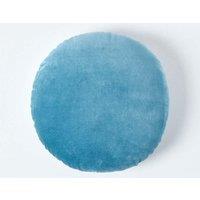 Homescapes Velvet Cushion, 40 cm Round in Blue | Size: 40 cm x 40 cm