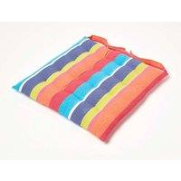 Homescapes Seat Pad Luxury Cotton Multi Striped Indoor Outdoor Garden Cushion, 40cm