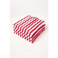 Homescapes 4 Pack Seat Pads Cotton Red Striped Indoor Outdoor Garden Cushion, 40cm | Size: 40 cm x 40 cm