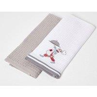 Homescapes Cook Waffle Cotton Tea Towels, Set of 2 in Grey