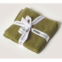 Homescapes Combed Egyptian Cotton Set of 2 Face Cloths 700 GSM in Green