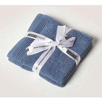 Homescapes Combed Egyptian Cotton Set of 2 Face Cloths 700 GSM in Blue