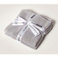 Homescapes Combed Egyptian Cotton Set of 2 Face Cloths 700 GSM in Grey