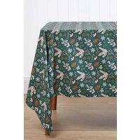 Homescapes Festive Forest Cotton Christmas Tablecloth, 178cm x 305cm in Green | Size: 178 cm x 305 cm