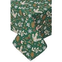 Homescapes Festive Forest Cotton Christmas Round Tablecloth, 178 cm in Green