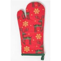 Homescapes Red Reindeer Christmas Oven Glove