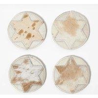 Homescapes Brown Star Round Leather Coasters Set of 4