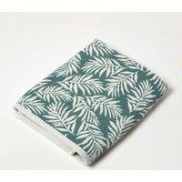 Homescapes Botanical Pattern 100% Cotton Towel in Green