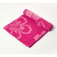 Homescapes Pink Flower 100% Cotton Beach Towel