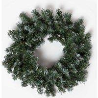 Homescapes Green Snow Dusted Christmas Wreath, 18 Inches