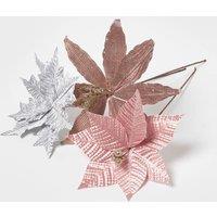 Homescapes Artificial Set of 3 Pink Poinsettia Single Stem Decorations