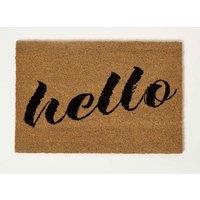 Homescapes Hello Coir Doormat 60 x 40 cm in Brown | Size: 40 cm x 60 cm