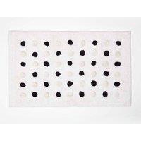 Homescapes 100% Cotton Bath Mat Tufted Polka Dot Design in White