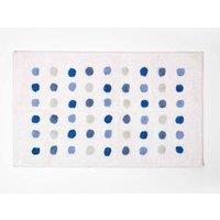 Homescapes 100% Cotton Bath Mat Tufted Polka Dot Design in Blue