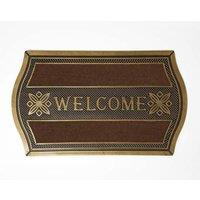 Homescapes Welcome' Door Mat with Curved Edge, 75 x 45 cm in Gold | Size: 45 cm x 75 cm
