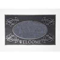 Homescapes Welcome' Door Mat, 75 x 45 cm in Silver | Size: 45 cm x 75 cm