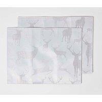 Homescapes Silver Stag Christmas Placemats, Set of 2