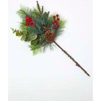 Homescapes Artificial Bouquet Winter Woodland & Eucalyptus Single Stem in Green