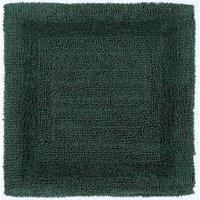 Homescapes Luxury Square Bath Mat 1600GSM 100% Cotton Reversible Shower Mat, 50cm in Dark Green