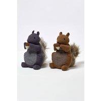 Homescapes Luxury Fabric Squirrel Doorstop Set of 2 in Grey