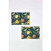 Homescapes 100% Cotton Citrus Placemats, Set of 2