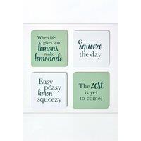 Homescapes Coasters with Citrus Design, Set of 4 in Green